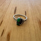 Sz 5 Vintage Malachite Feather Ring - Sterling Silver