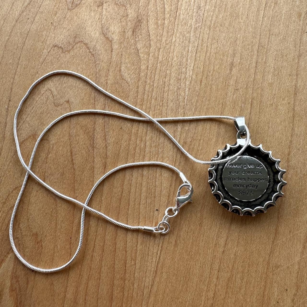Silver Plated Coca Cola Bottle Cap Pendant W Inspirational Quote