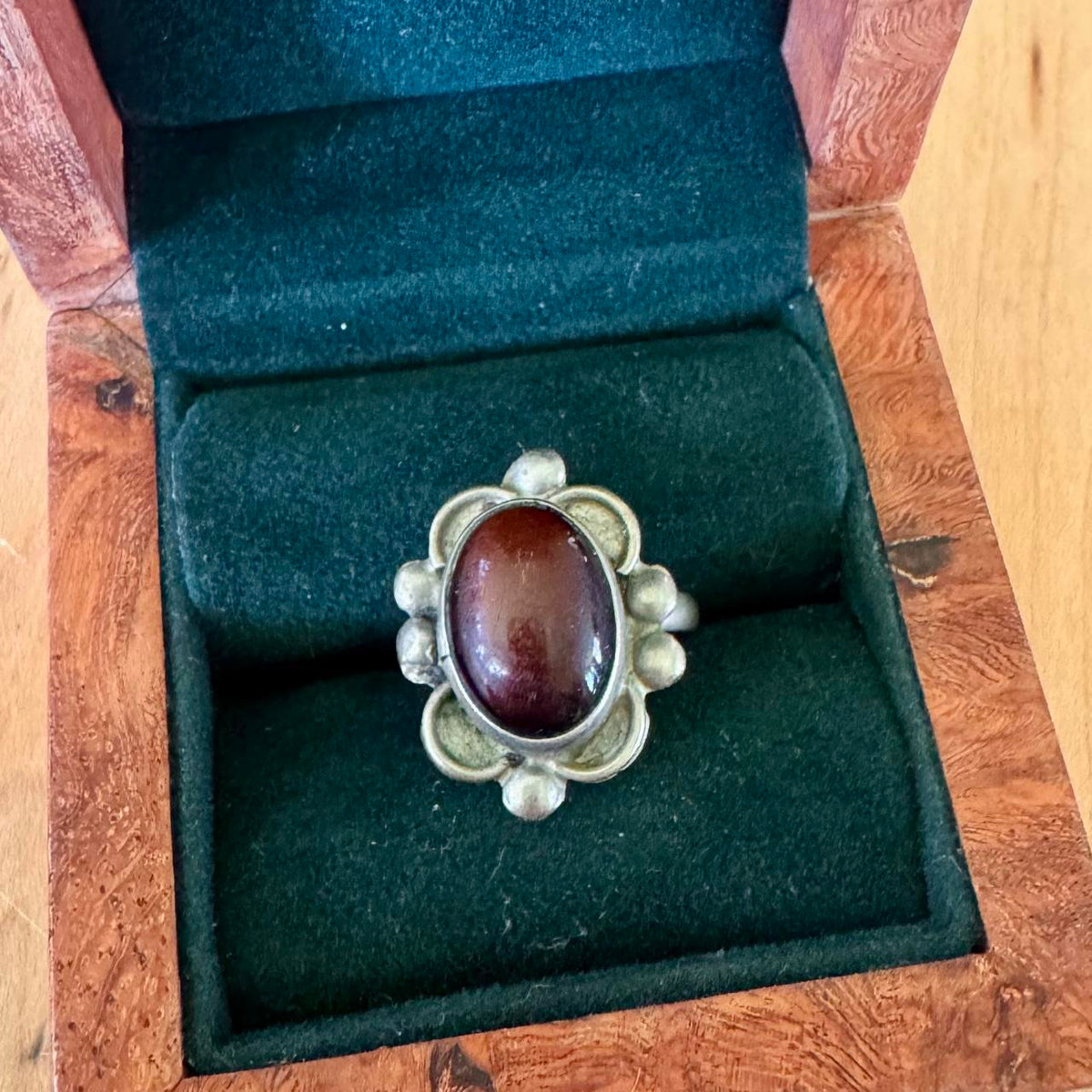 Sz 6 Vintage Taxco Stone Ring - Sterling Silver