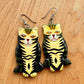 Vintage Cat Earrings - Hand Painted