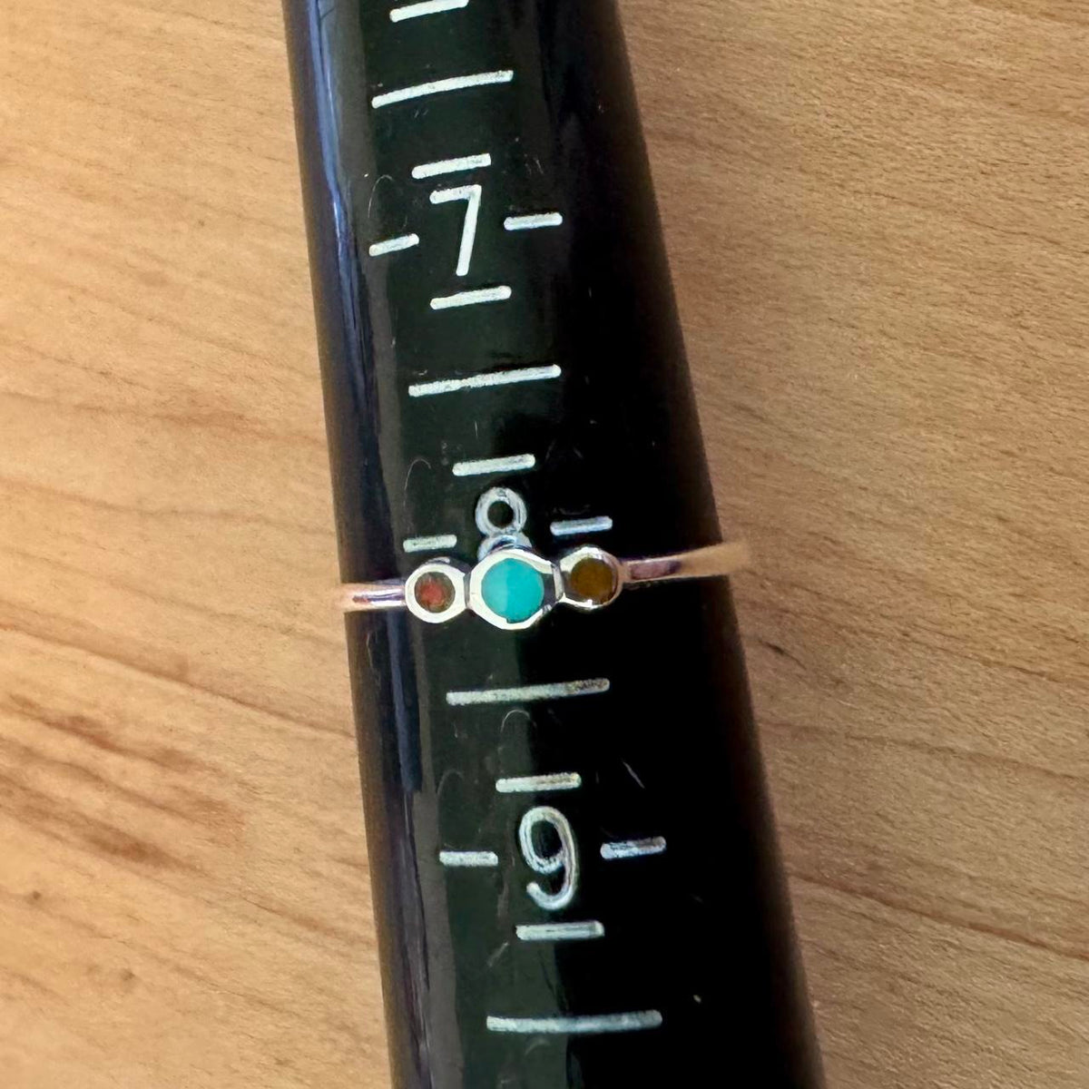 Sz 8 Three Stone Ring - Sterling Silver