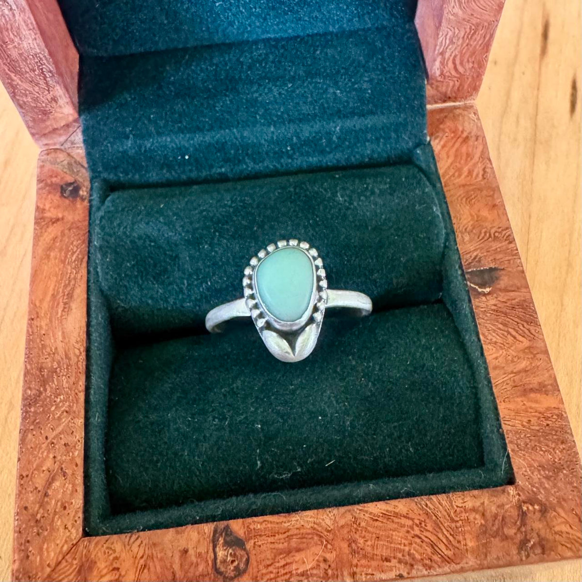 Sz 8.5 Larimar Flower Ring - Sterling Silver