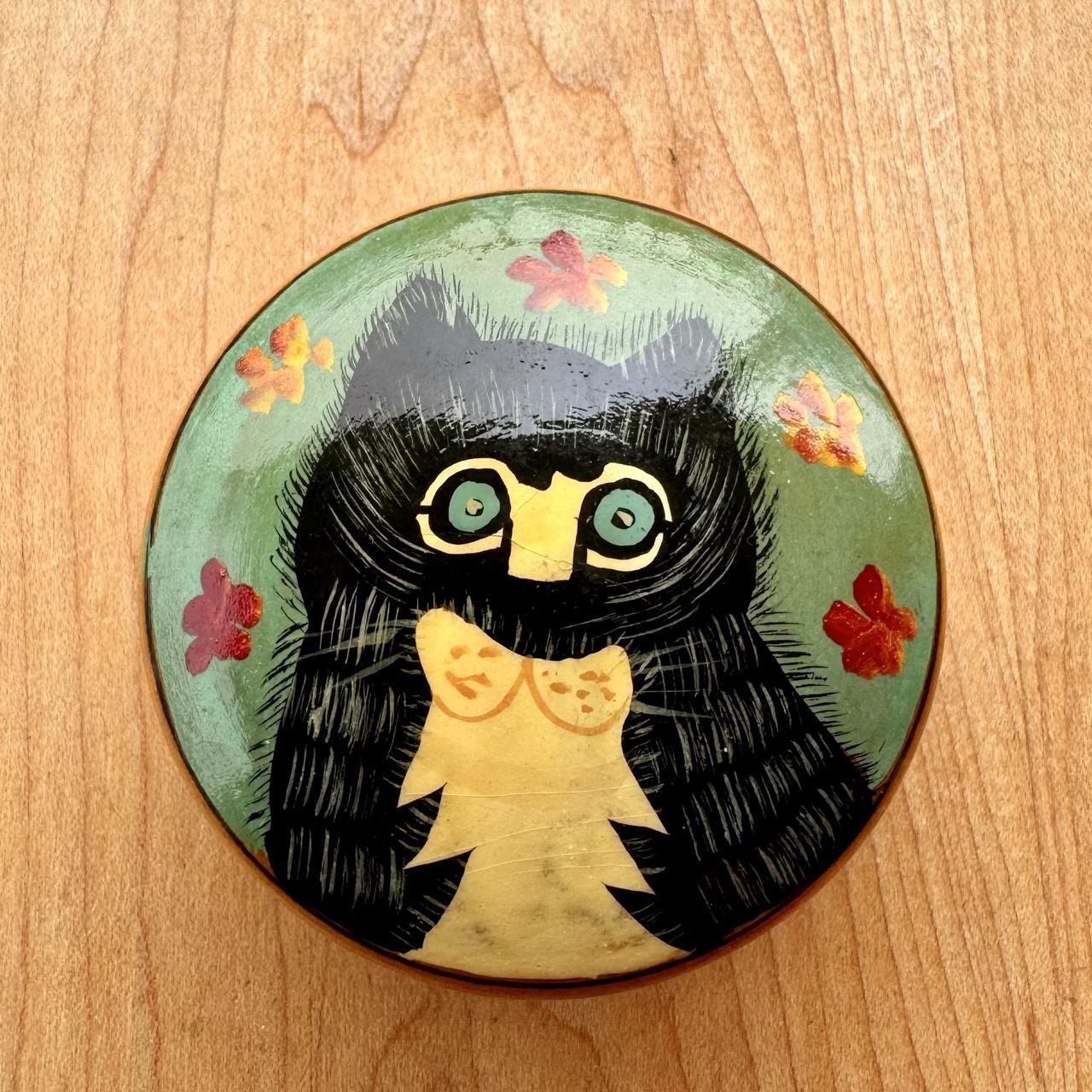 Hand Painted Trinket Box - Tuxedo Cat