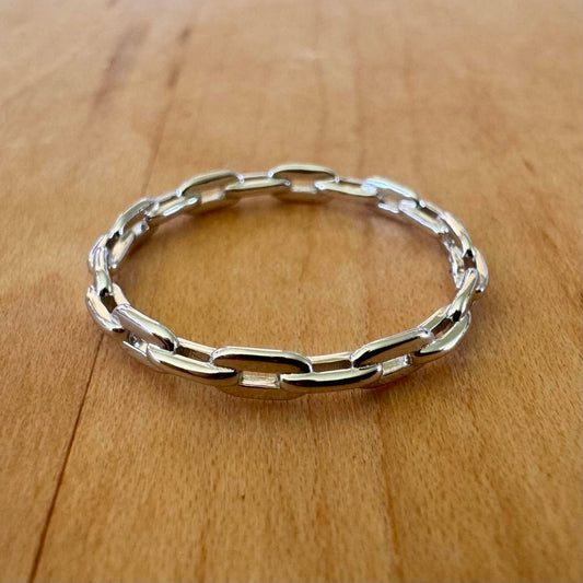 Sz 11 Chain Ring - Sterling Silver