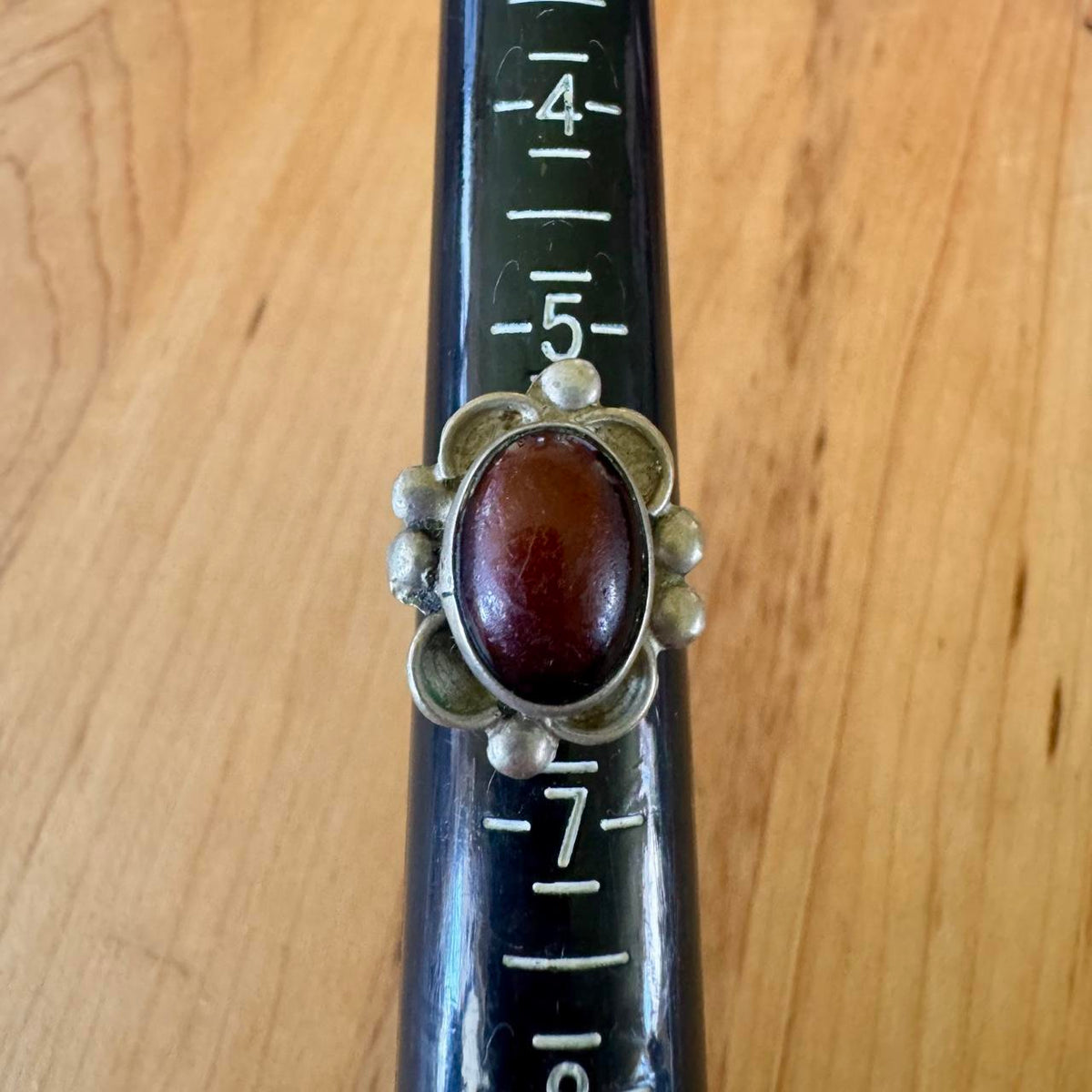 Sz 6 Vintage Taxco Stone Ring - Sterling Silver