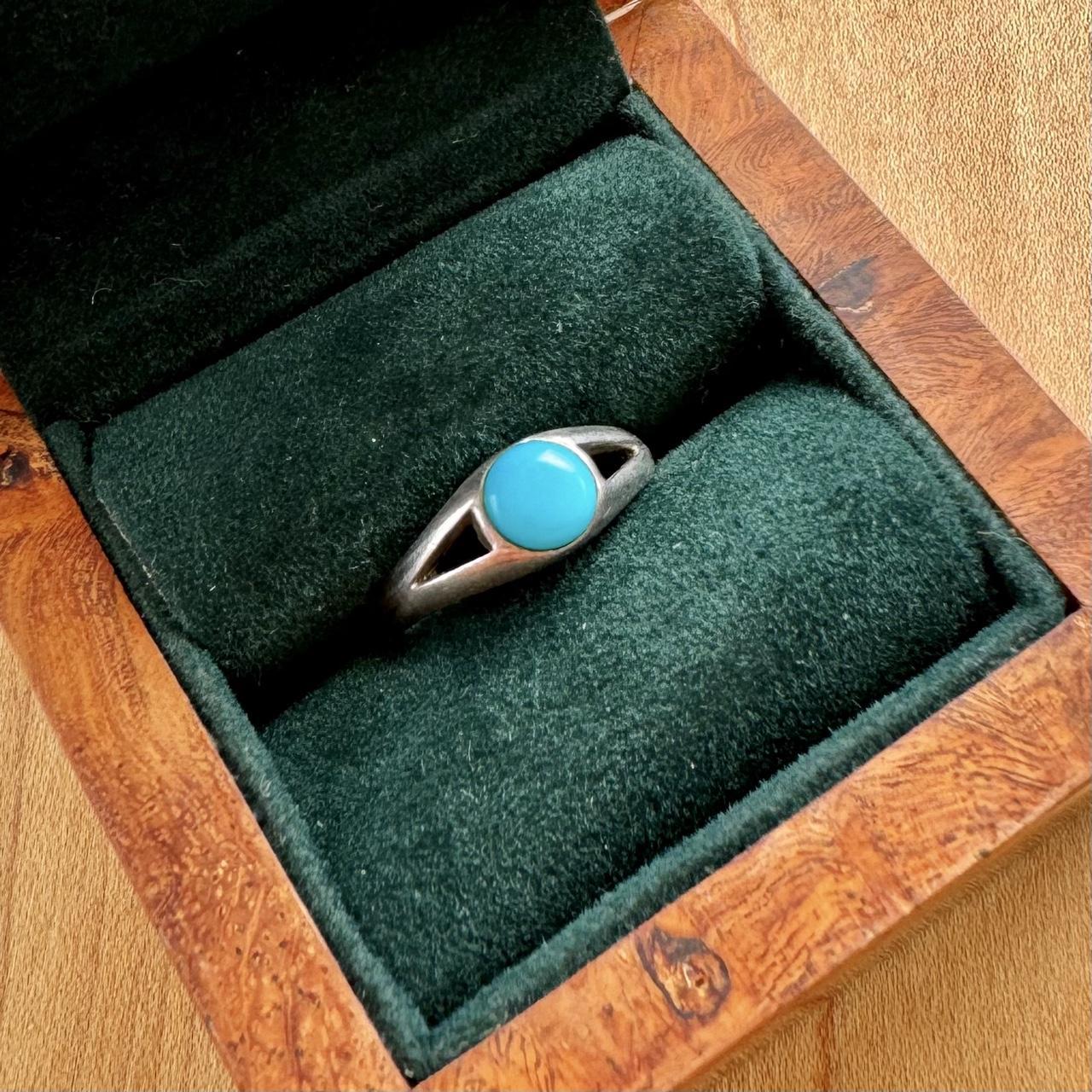 Turquoise Split Shank Ring - Sterling Silver