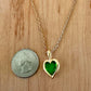 Emerald Puffy Heart Pendant - Gold Tone