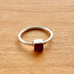 Square Cut Garnet Ring - Sterling Silver