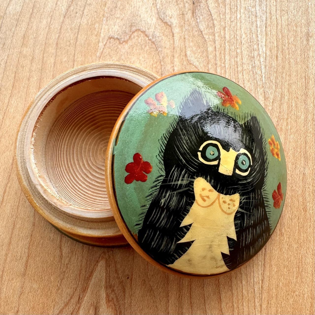 Hand Painted Trinket Box - Tuxedo Cat