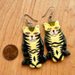 Vintage Cat Earrings - Hand Painted
