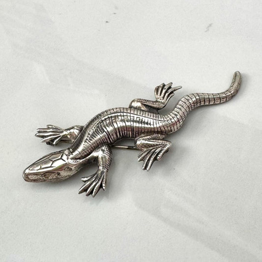 Komodo Dragon Vintage Brooch - Sterling Silver