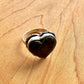 Green Stone Heart Ring - Sterling Silver