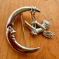 Angel & Crescent Moon Brooch