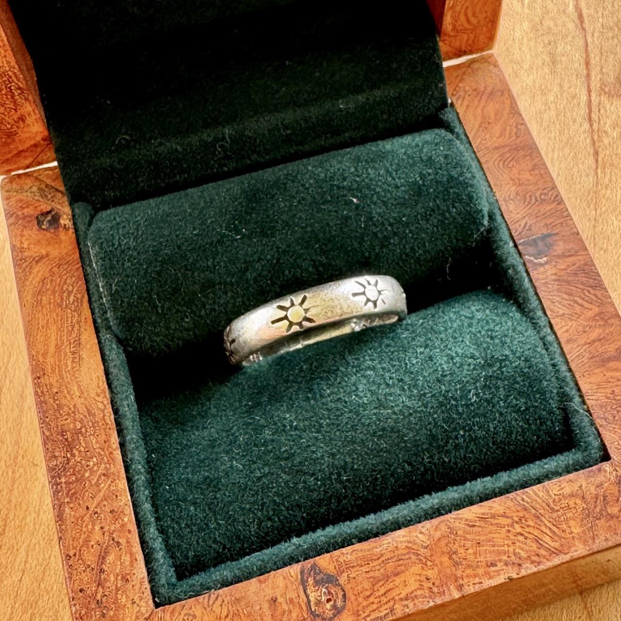 Hand Stamped Sun Ring - Sterling Silver
