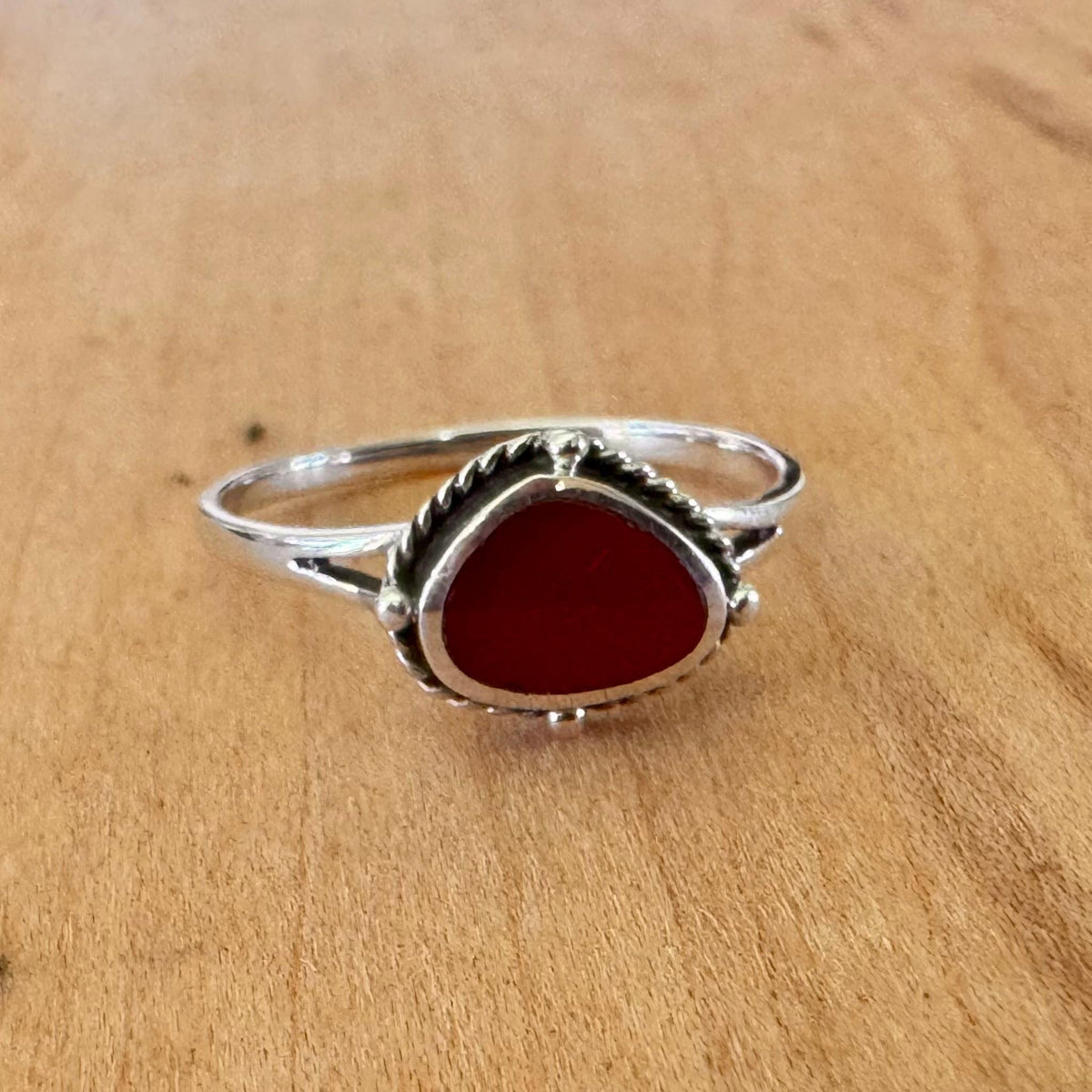 Sz 8.25 Carnelian Ring - Sterling Silver