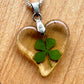Lucky Heart Pendant - Vintage Four Leaf Clover