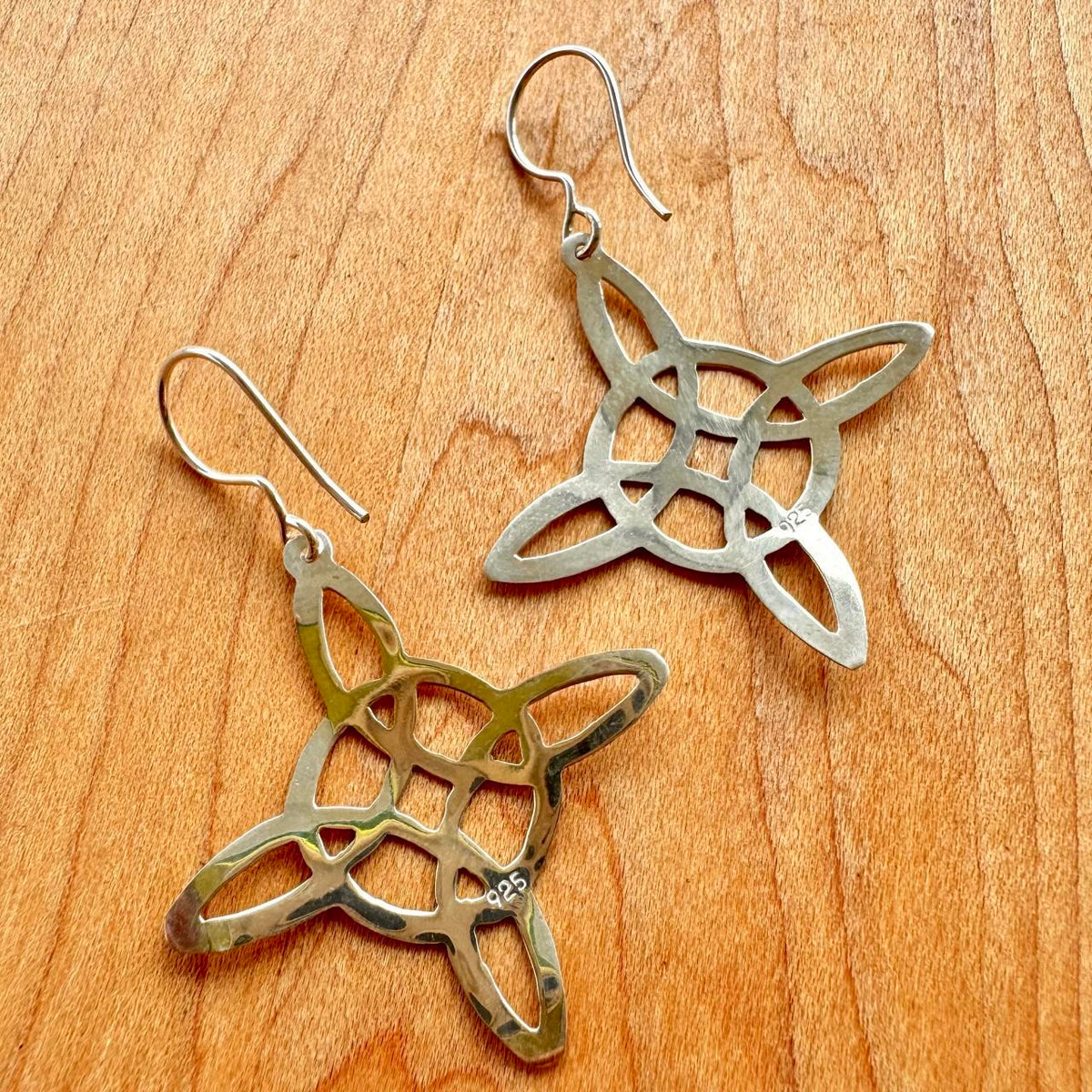 Celtic Knot Cross Earrings - Sterling Silver
