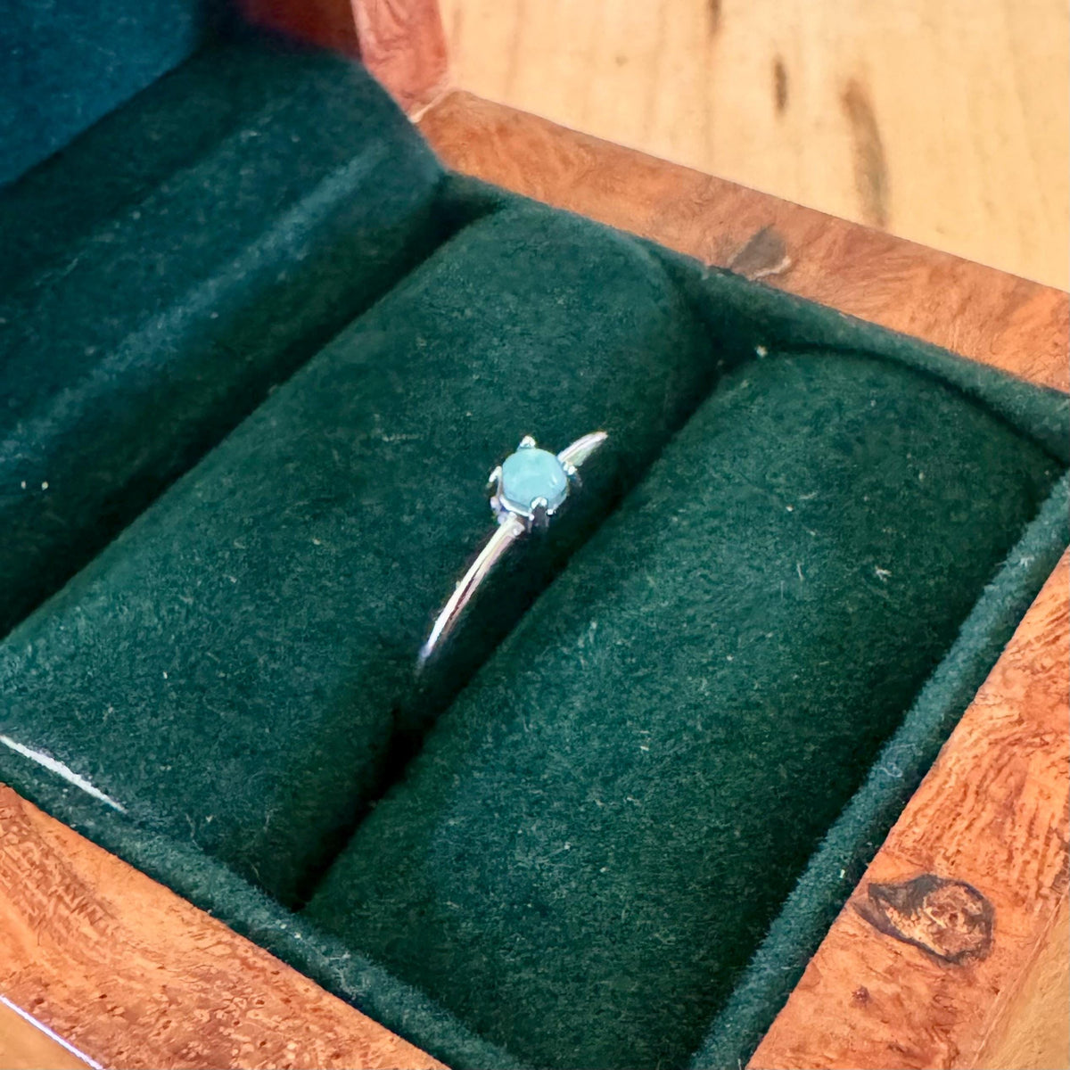 Sz 7.25 Super Dainty Larimar Ring - Sterling Silver