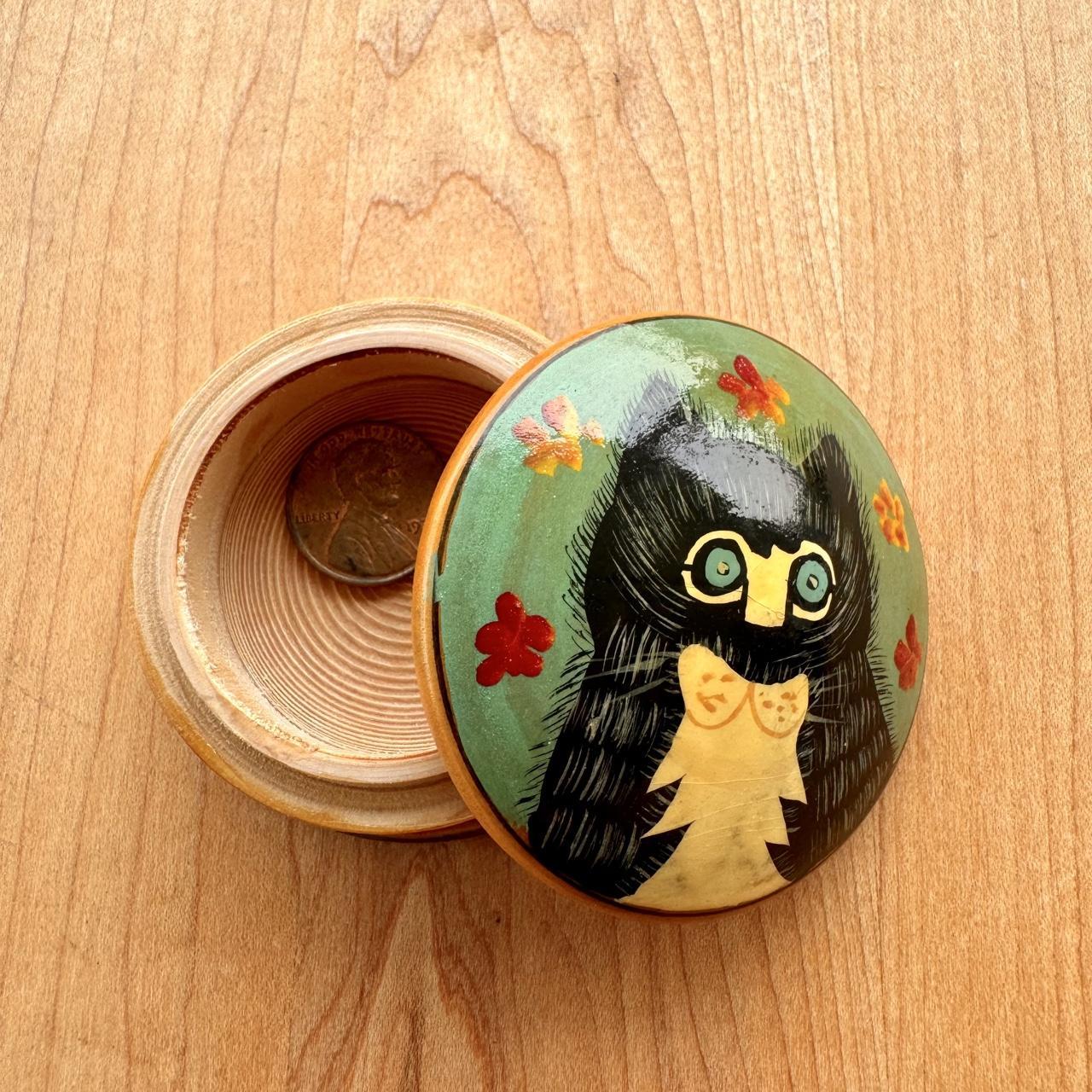 Hand Painted Trinket Box - Tuxedo Cat