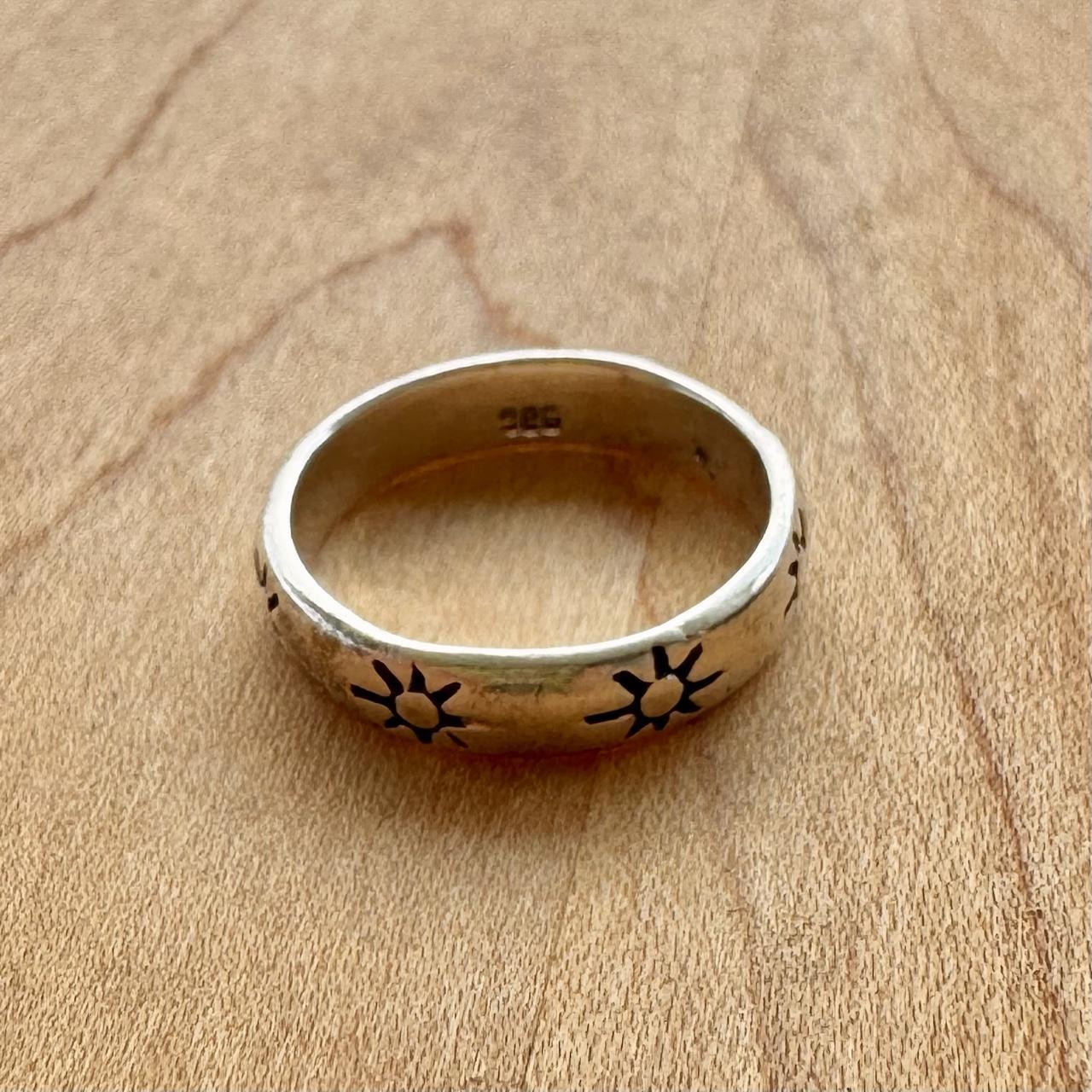 Hand Stamped Sun Ring - Sterling Silver
